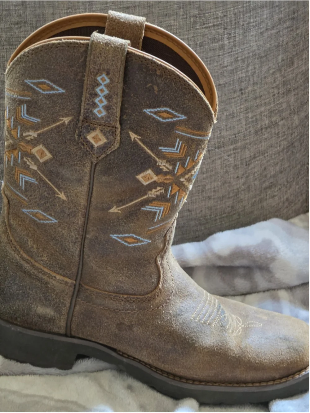 Rank 45 Xero Gravity Aquinnah Western Performance Boots Suede Square Toe Size 7B